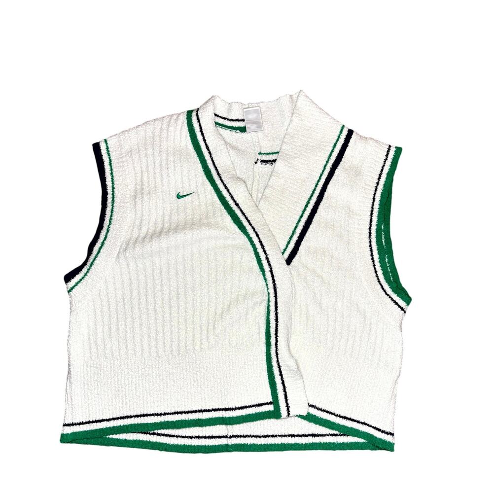 Nike Sportswear Collection Sweater Vest Womens Large White Knit Asymmetrical